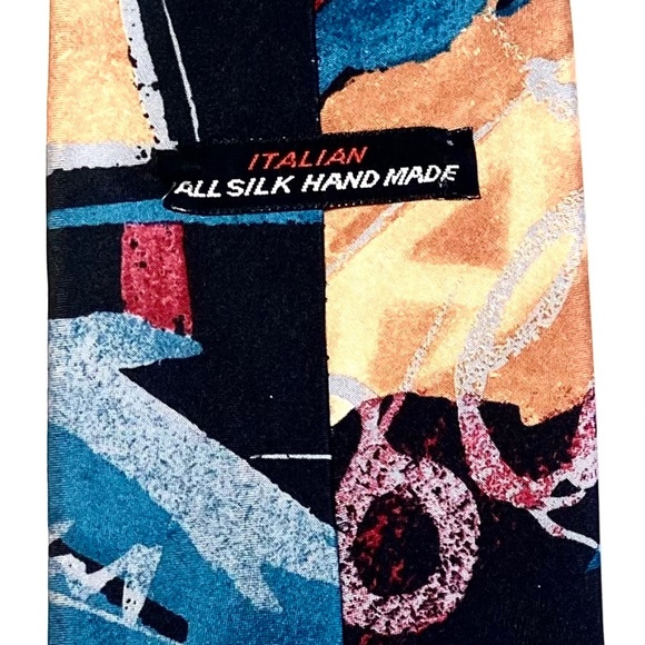 J Garcia Vintage Abstract Bold Geometric 90s Italian Tie - Picture 2 of 2